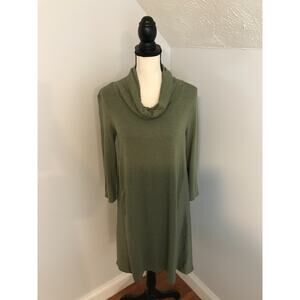 Anthropologie Saturday Sunday Green Cowl Neck Swing Shift Dress - Size Small